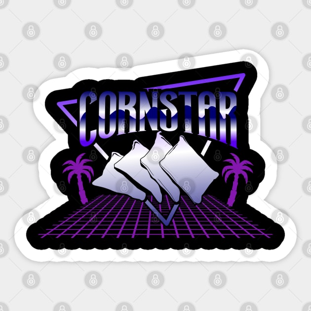 Retrowave Cornstar - Cornhole Sticker by Modern Medieval Design